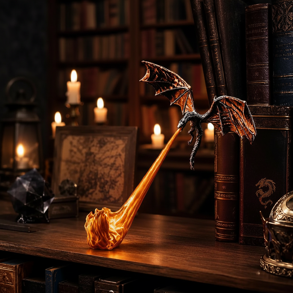Fire-Breathing Dragon Bookshelf Lamp