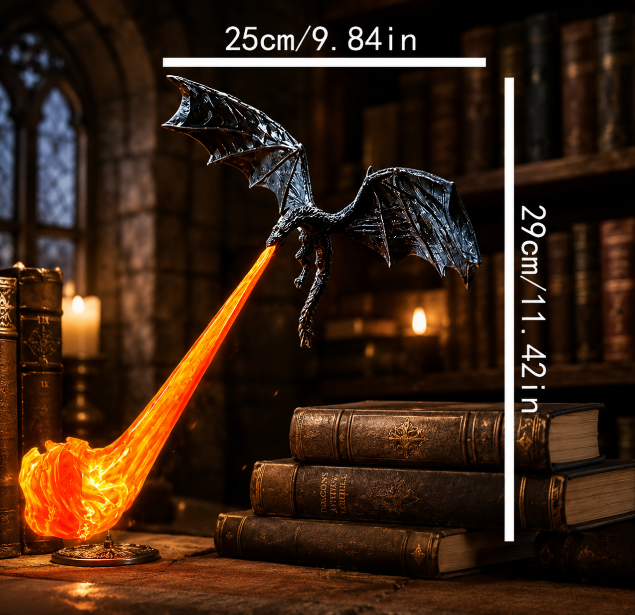 Fire-Breathing Dragon Bookshelf Lamp