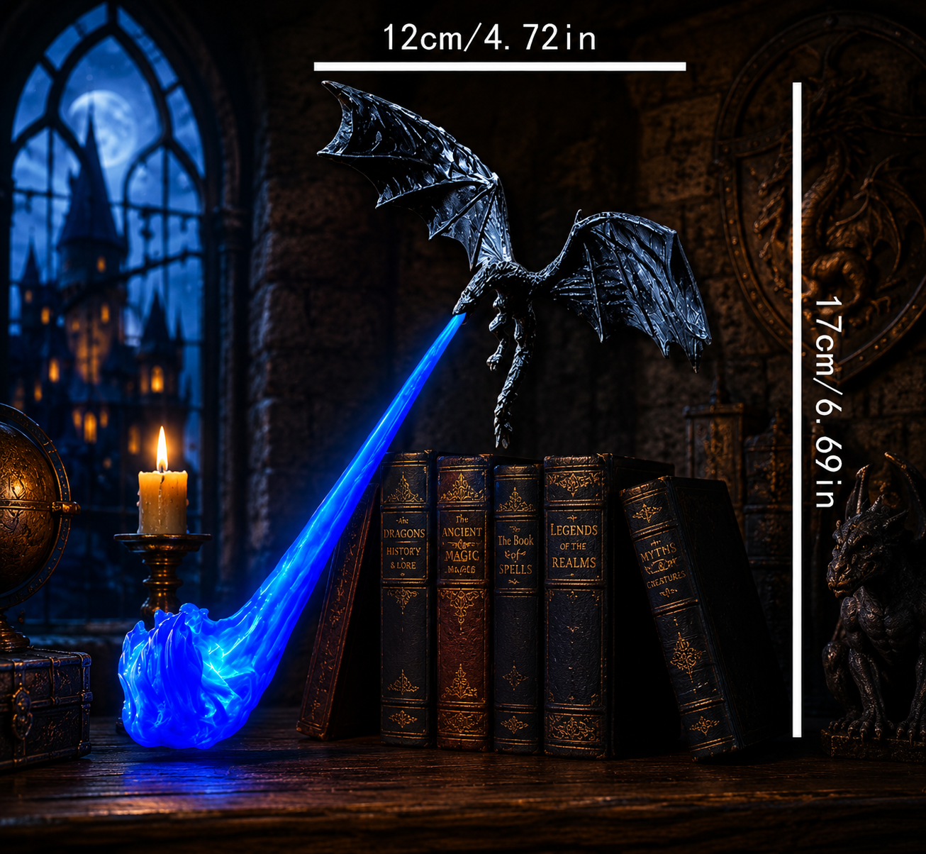 Fire-Breathing Dragon Bookshelf Lamp