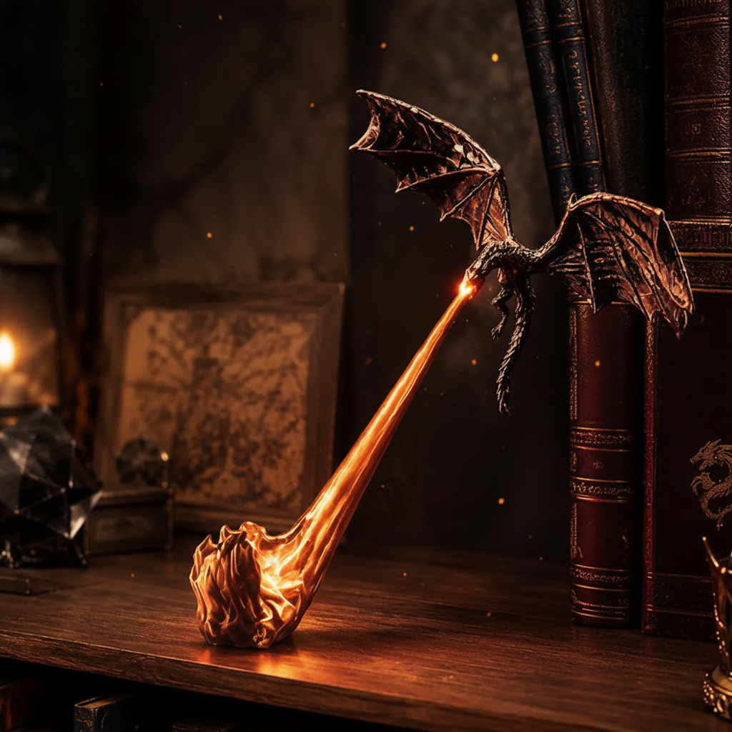 Fire-Breathing Dragon Bookshelf Lamp