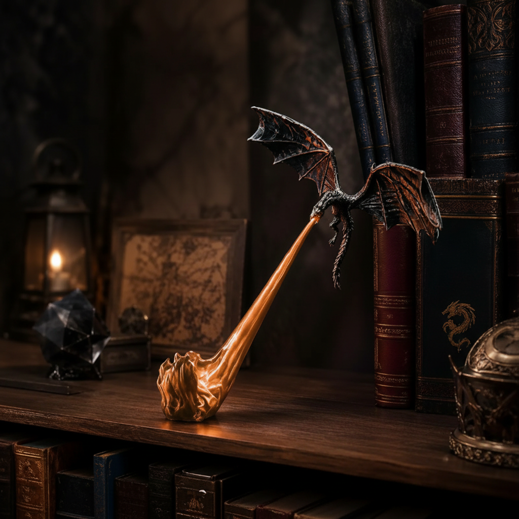 Fire-Breathing Dragon Bookshelf Lamp