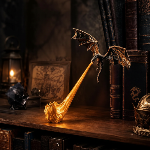 Fire-Breathing Dragon Bookshelf Lamp