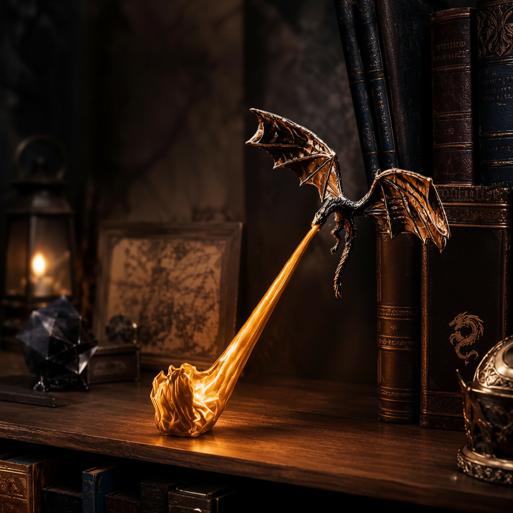 Fire-Breathing Dragon Bookshelf Lamp