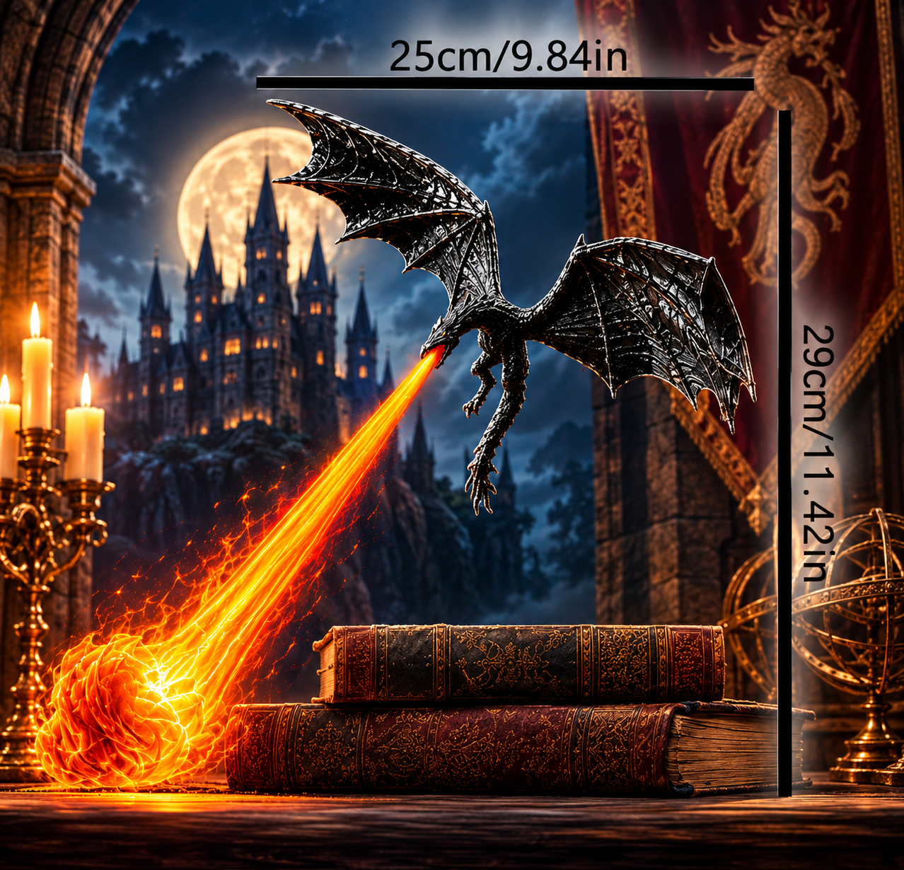 Fire-Breathing Dragon Bookshelf Lamp